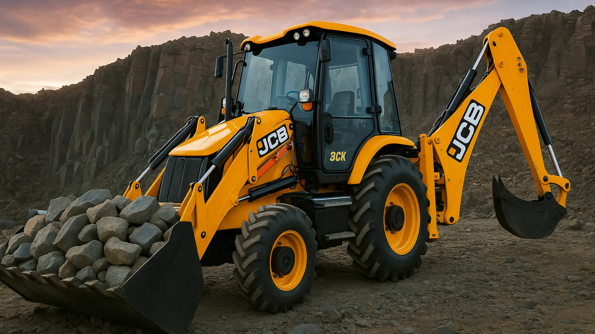 JCB working on rock cutting and earthwork in Kishanganj